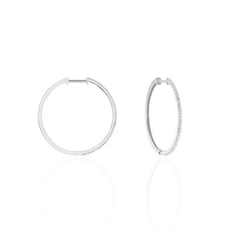 Damen Creolen Weißgold 375 Diamant 0,22ct Aryanna 23,50mm 0,95mm  - Creolen Damen | OROVIVO