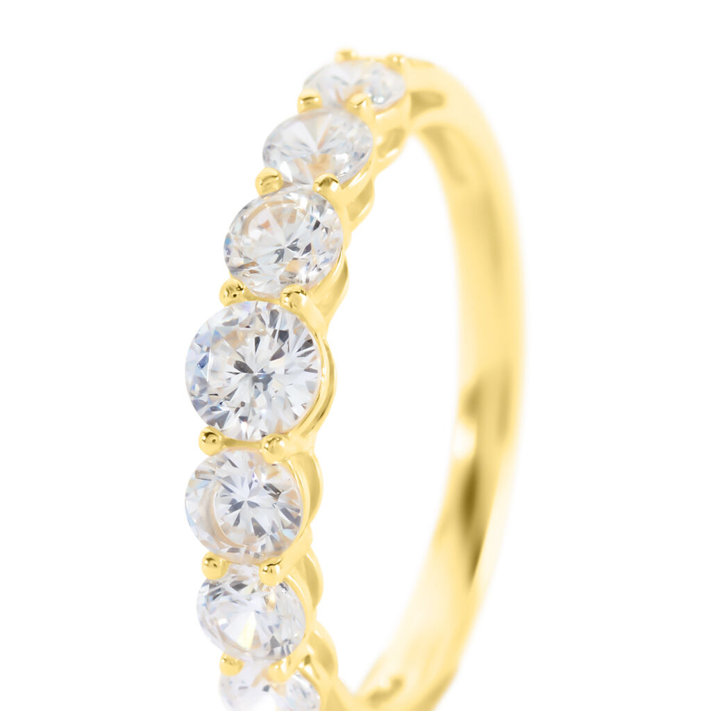 ALUREA Damen Ring Silber vergoldet 925 Zirkonia Wei&szlig; 0,400 ct