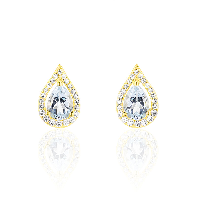 Boucles D'oreilles Puces Or Jaune Topaze Et Oxyde De Zirconium - Spannringe Damen | OROVIVO