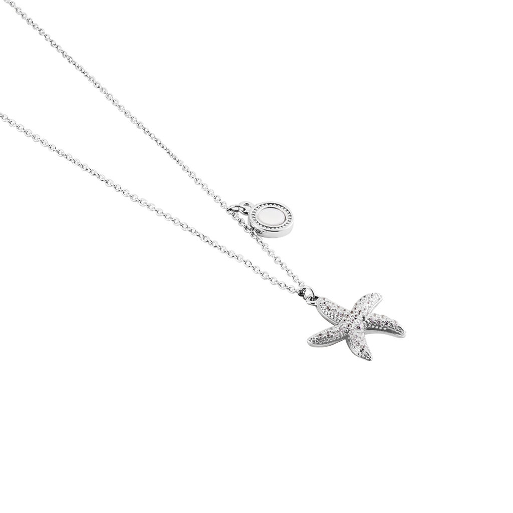 ZVEZDALINA Damen Collier Silber 925 Perlmutt Perlmutt Seestern B 1,1 mm