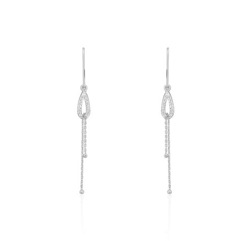 Damen Ohrhänger Lang Weißgold 375 Diamant 0,098ct  - Ohrhänger Damen | OROVIVO