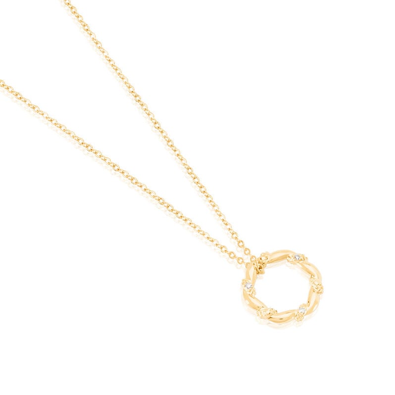 Damen Collier Gold 375 Rund Weiß Geometrisch Vada 4,5cm -  Damen | OROVIVO