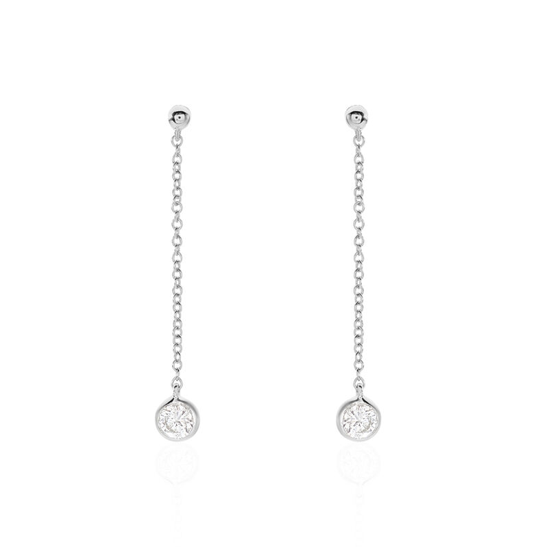 Boucles D'oreilles Pendantes Or Blanc Diamant - Spannringe Damen | OROVIVO