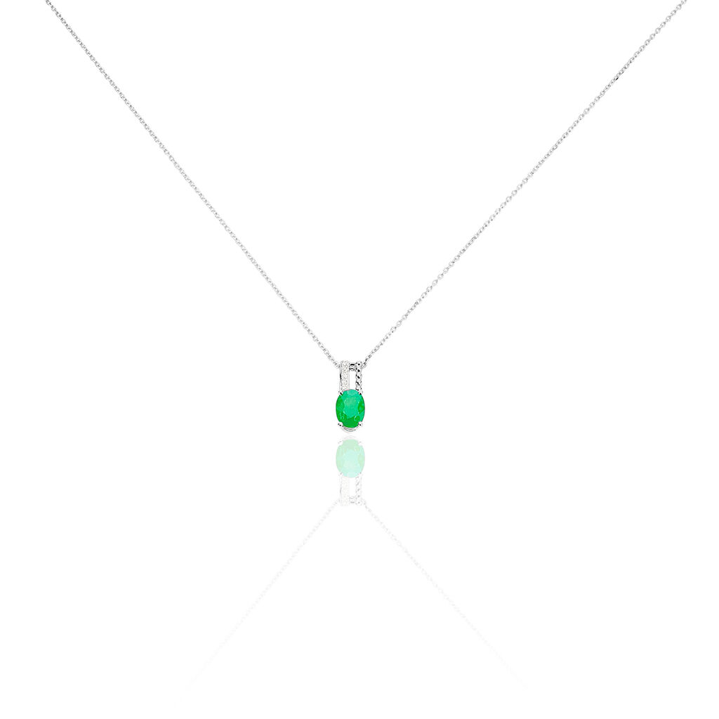 Collier Andrea Or Blanc Emeraude Et Diamant - Spannringe Damen | OROVIVO