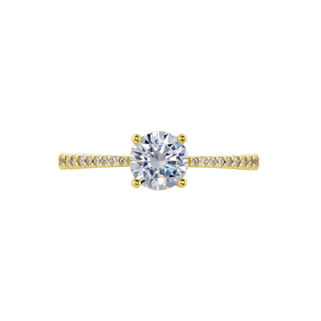 Damen Ring Silber vergoldet 925 Zirkonia Paulina 1,70mm  - Verlobungsringe Damen | OROVIVO