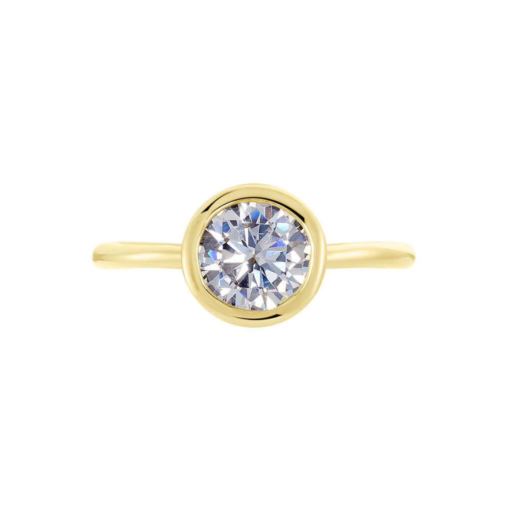 MALENA Damen Ring Vergoldet 750 Zirkonia Wei&szlig; 0,5 ct B 8 mm