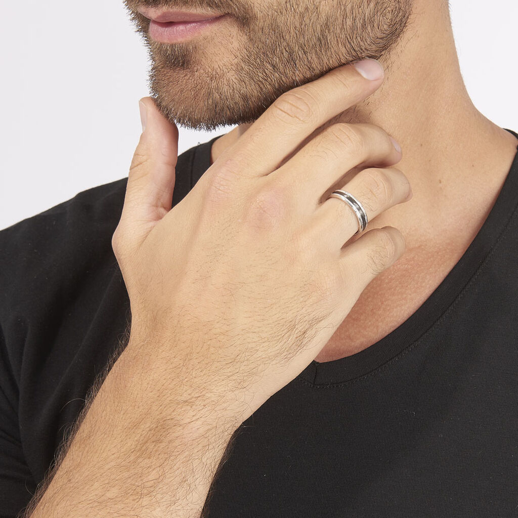 Alliance Argent Mat Et Brillant+carbone - Spannringe Herren | OROVIVO