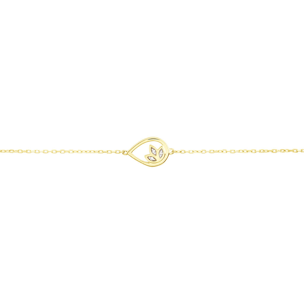 Damen Armband Gold 375 Diamant 0,01ct Tropfen Blatt Kena 0,90mm - Armbänder mit Anhänger Damen | OROVIVO