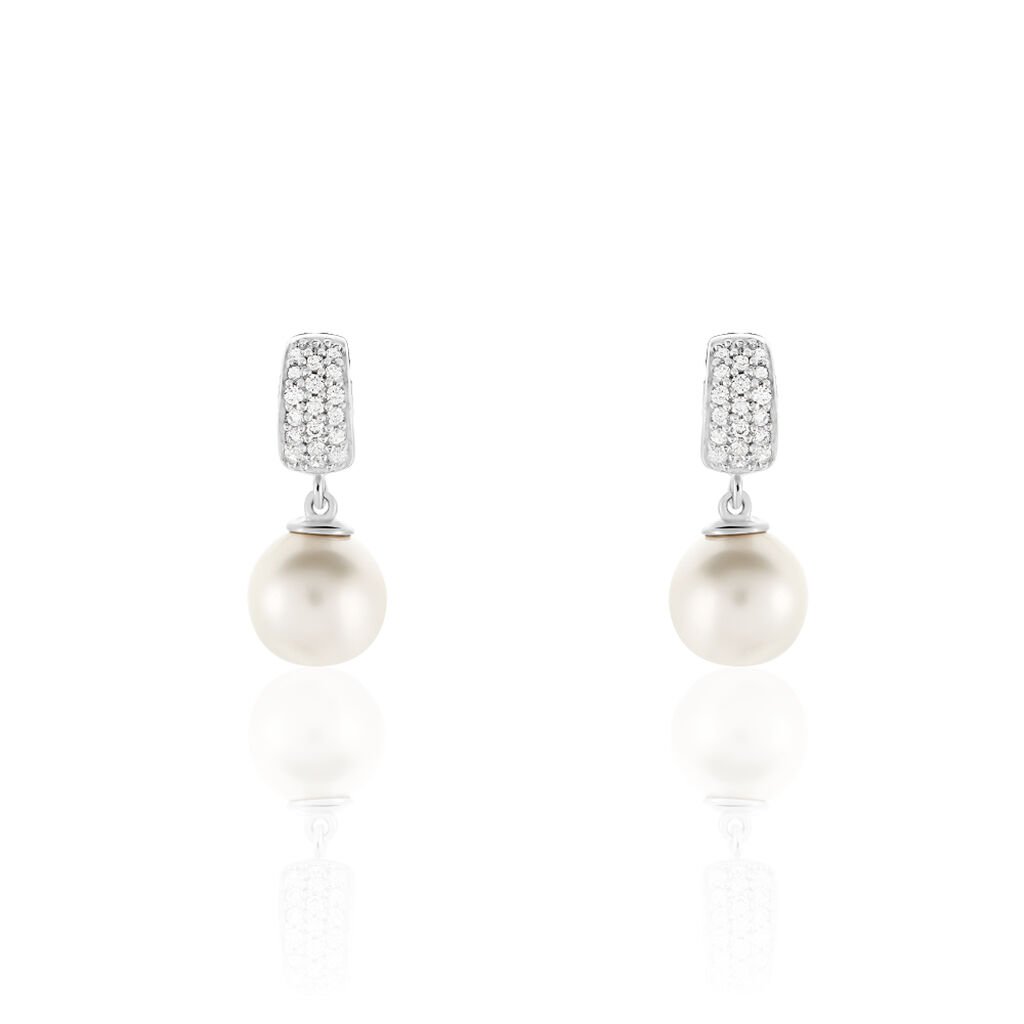 RITEJ Damen Ohrstecker Silber 925 Synthetische Perle Perlmutt, Ohrstecker mit Stein