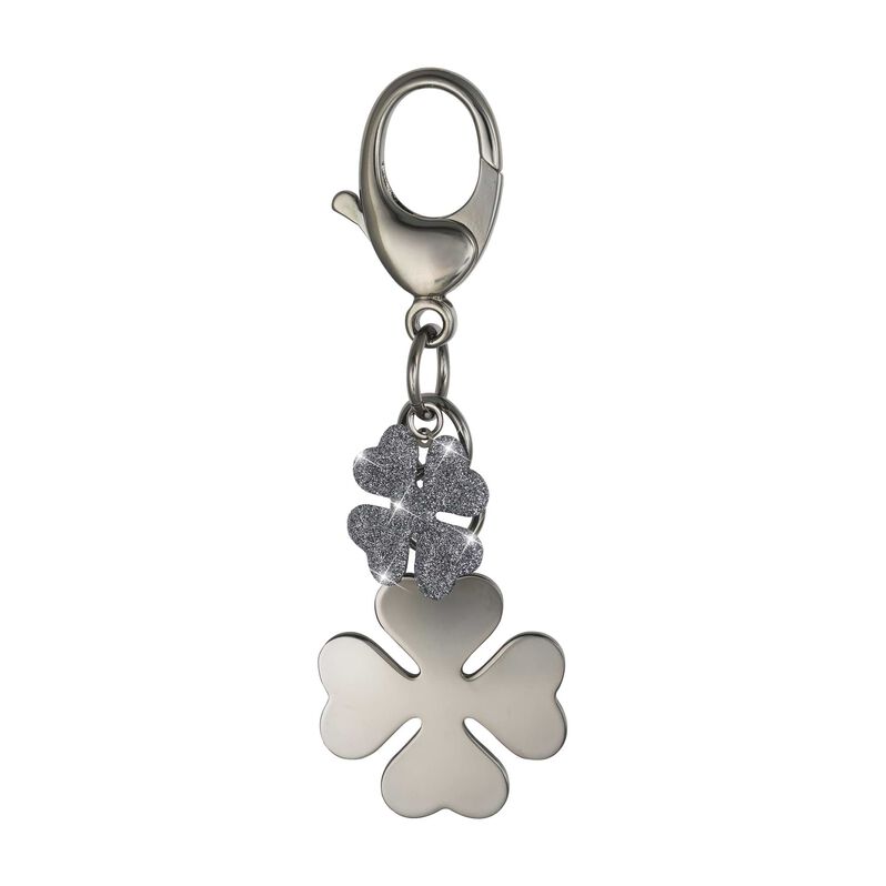 Portachiavi quadrifoglio in ottone rutenio e glitter - Spannringe Damen | OROVIVO