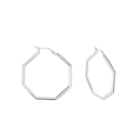 Damen Creolen Silber 925 Zirkonia Rhodiniert - Creolen Damen | OROVIVO