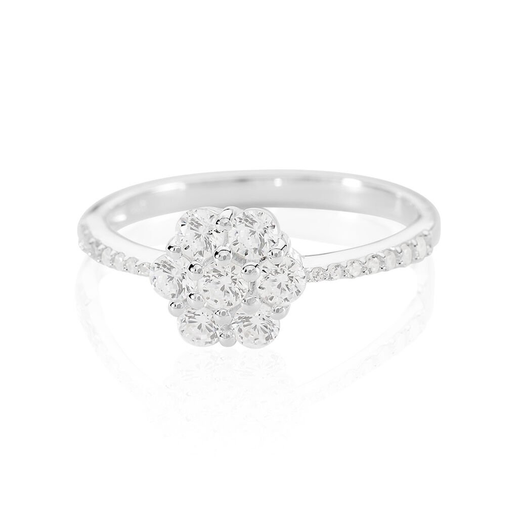 JAMILA Damen Ring Silber 925 Zirkonia Wei&szlig;