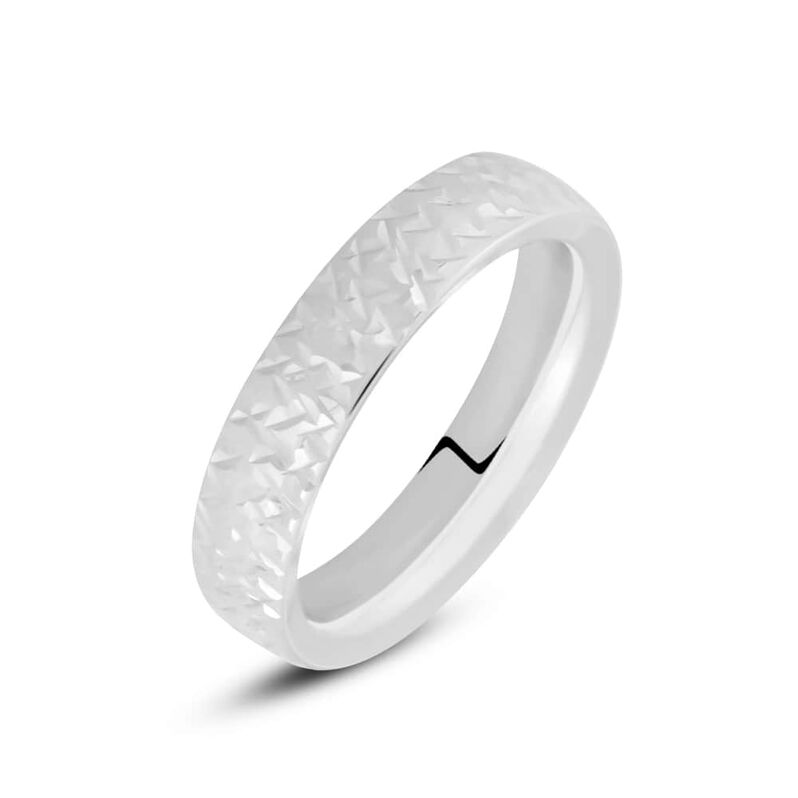 Fede Comoda Leggera Squadrata Diamantata 4 mm Oro Bianco - Spannringe Damen | OROVIVO