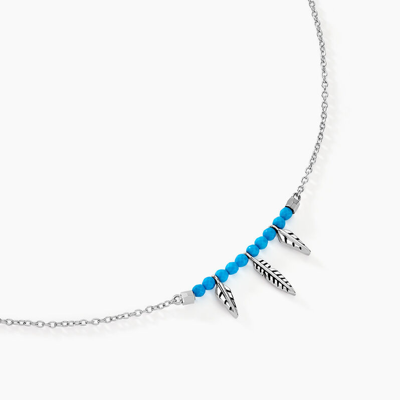 Collier Lottie Argent Weiss Turquoise - Spannringe Damen | OROVIVO