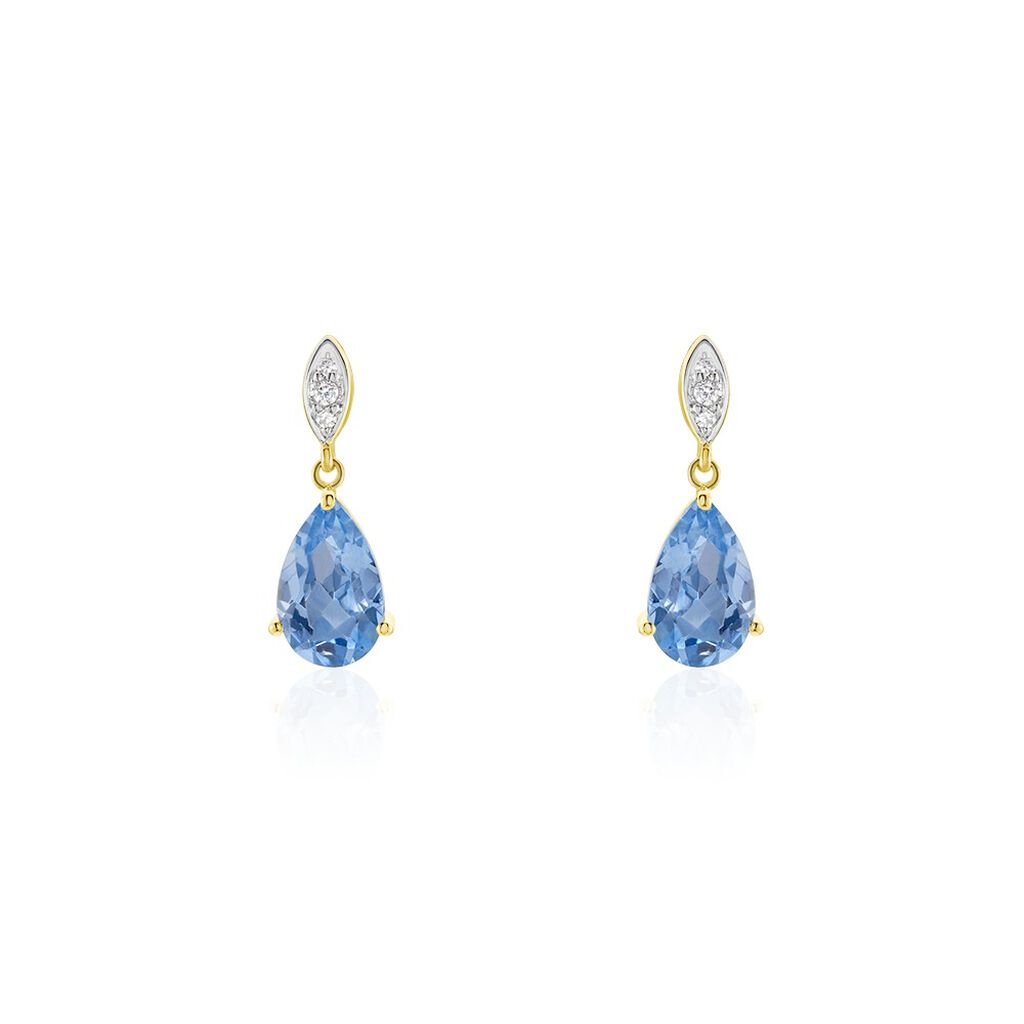 Thumbnail - EVITTA Damen Ohrringe Lang Silber vergoldet 925 Andere Steine Blau 4,14 ct, Ohrringe Lang mit Stein