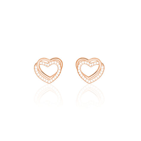 Damen Ohrstecker Silber 925 Rosé Vergoldet Herz - Ohrstecker Damen | OROVIVO