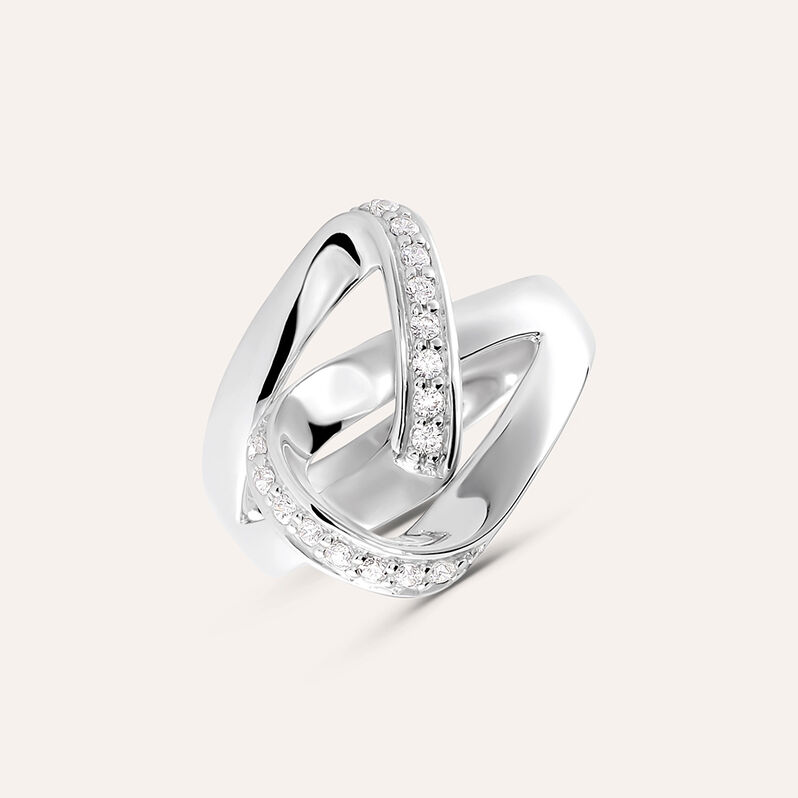 Anello Fantasia Silver Shine Argento Rodiato Cubic Zirconia - Spannringe Damen | OROVIVO