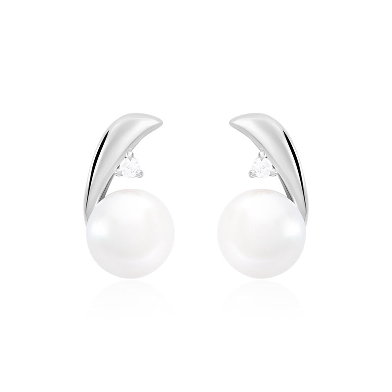 Marlen Damen Ohrstecker Silber 925 Zuchtperle Wei&szlig; - Ohrstecker Damen | OROVIVO