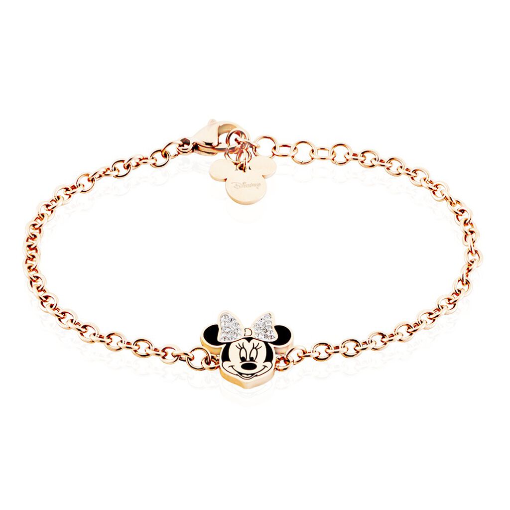 🦚 DISNEY Armband Edelstahl Roségold Kristall Steine Minnie Maus, Armband mit Stein