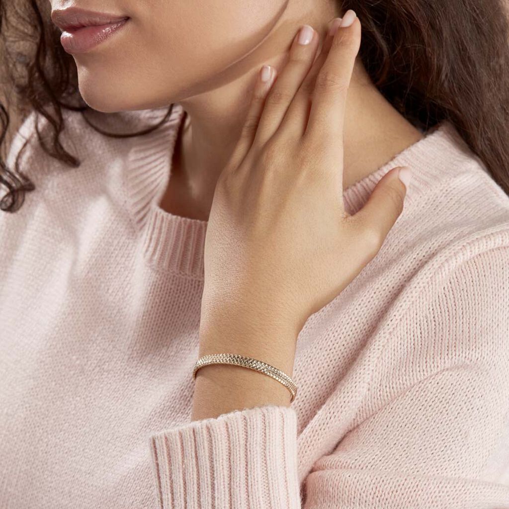 Jonc Plaque Or Lilya Ouvert Effet Tresse - Spannringe Damen | OROVIVO