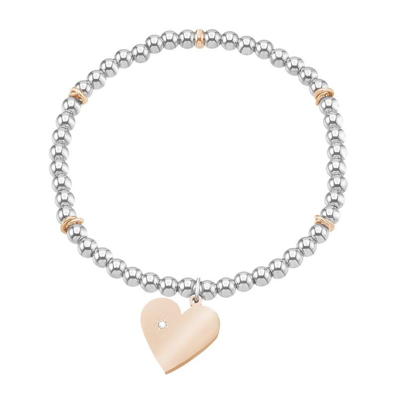 Bracciale cuore in acciaio bicolore e cristalli - Spannringe Damen | OROVIVO