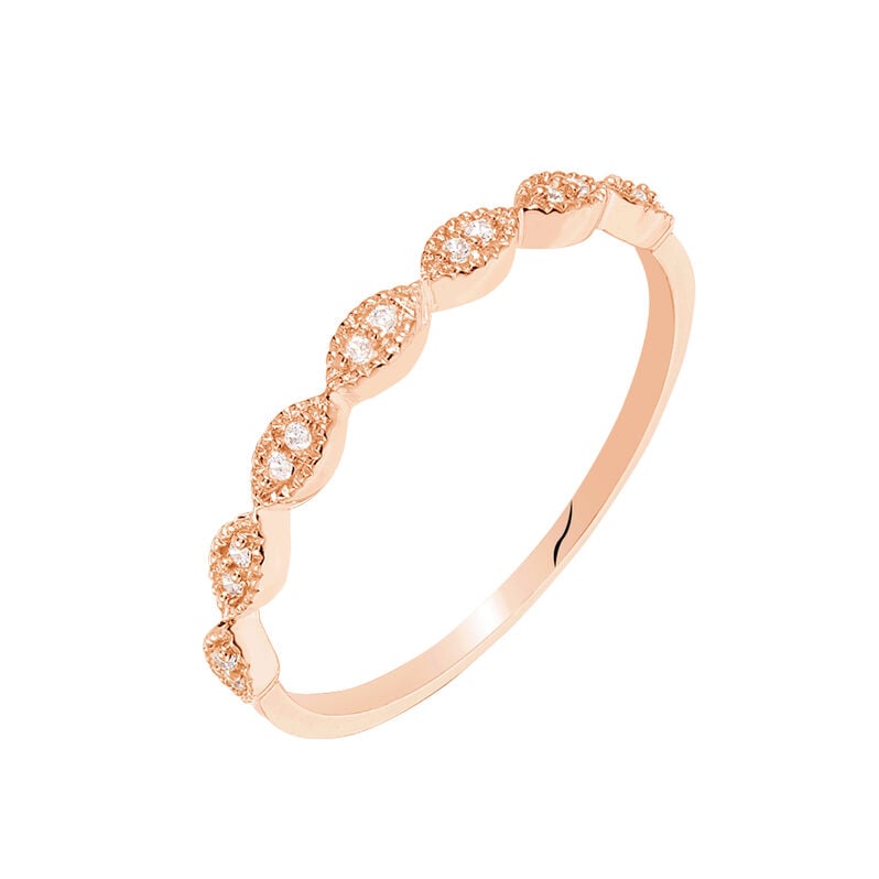HESTIA Damen Ring Rosegold 375 (9 Karat) Zirkonia Wei&szlig; Tropfen - Ringe mit Stein Damen | OROVIVO