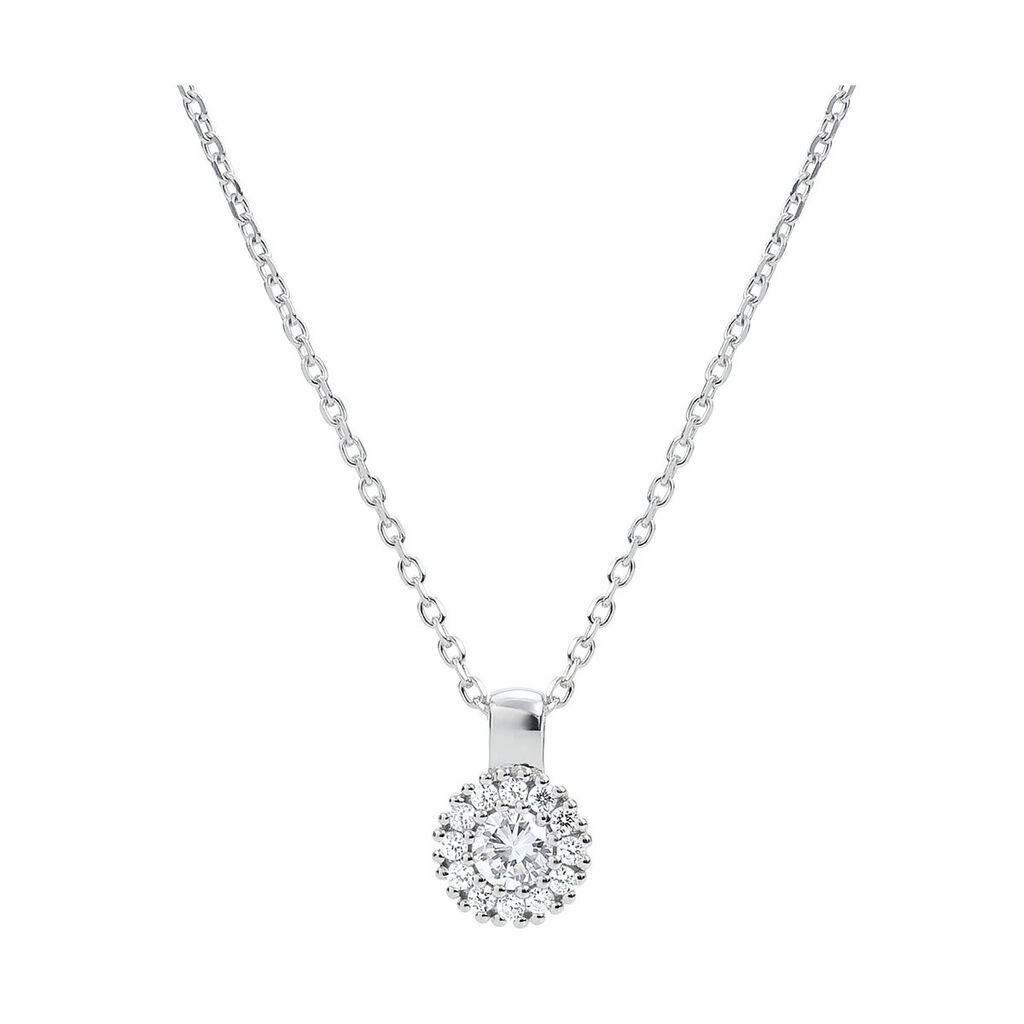 🦚 Damen Halskette Silber 925 Zirkonia Serinati, Collier mit Stein