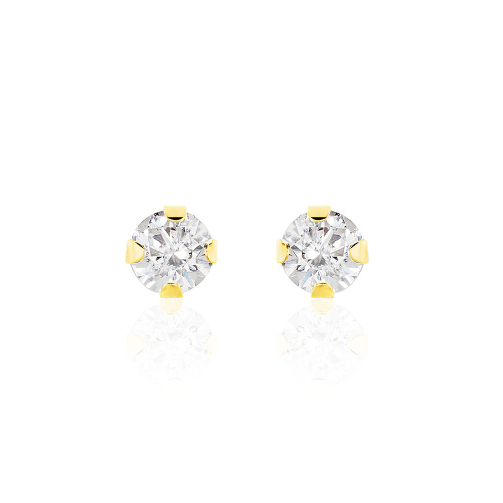 EDDIE KRAPPE Damen Ohrstecker Gold 375 (9 Karat) Zirkonia Weiß 0,42 ct B 3 mm, Ohrstecker mit Stein