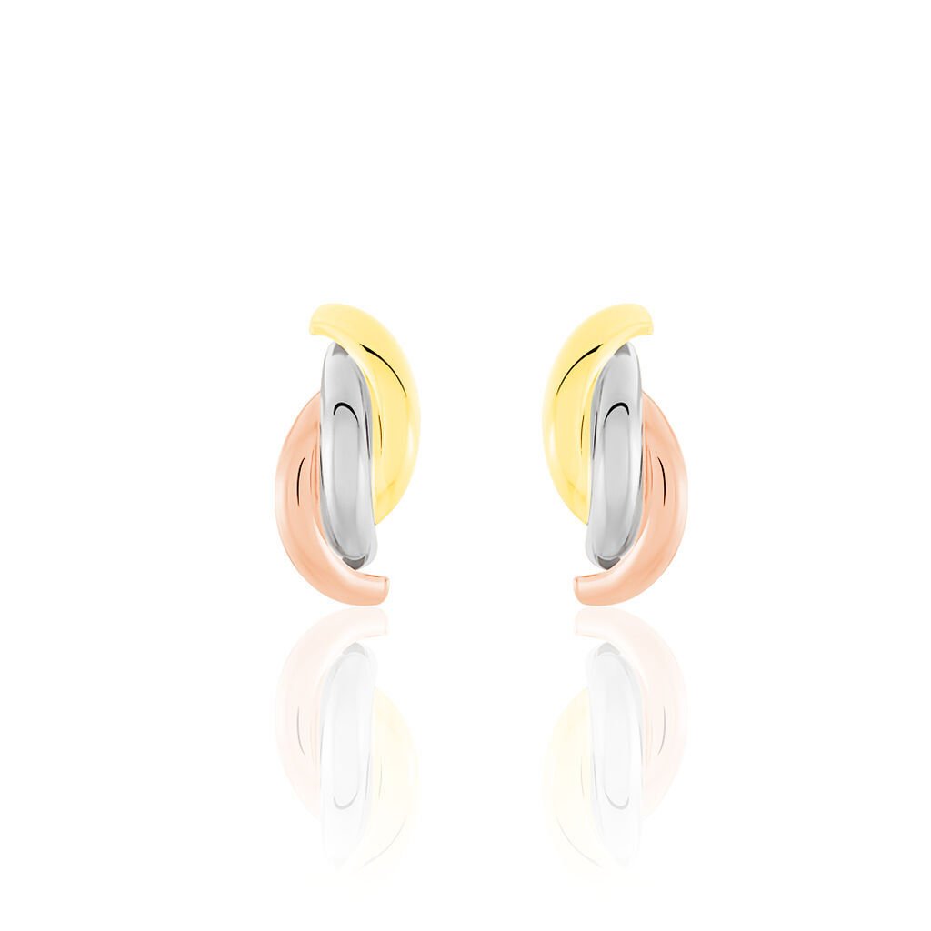 Damen Creolen Gold Tricolor 375 (9 Karat) Welle B 3,1 mm