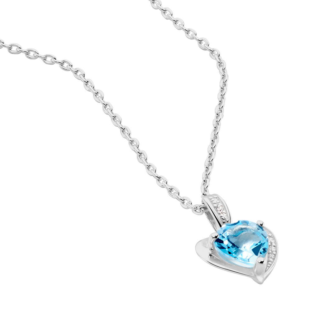 Damen Collier Silber 925 Topas Blau 0,98ct Herz Arida Herz 1 - Halsketten Damen | OROVIVO