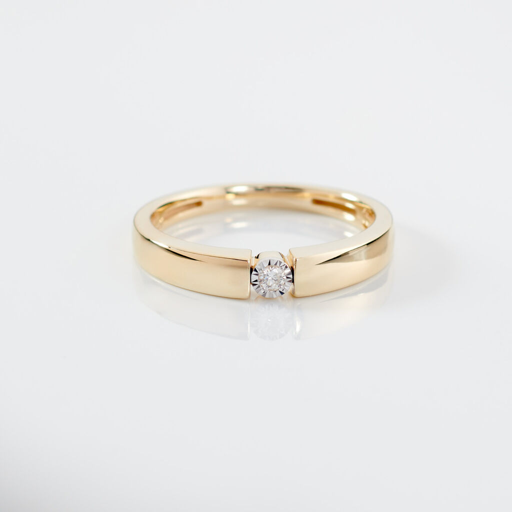 ELOURA Damen Ring Gold 585 (14 Karat) Diamant Wei&szlig; 0,03 ct Kreis