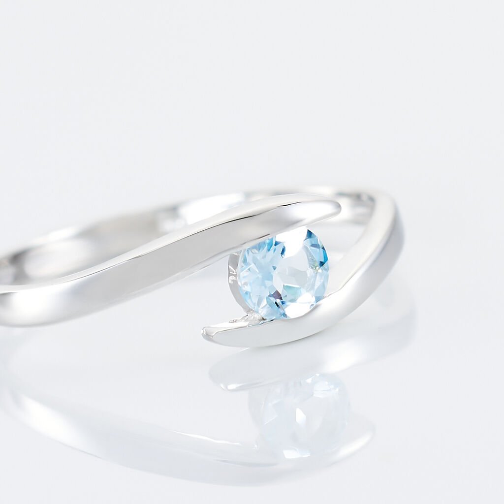 Damen Ring Weißgold 375 Topas Blau 0,33ct Tiphaine  - Hochzeitsringe Damen | OROVIVO