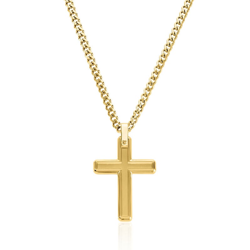 KAEL Herren Collier Edelstahl vergoldet Religi&ouml;ses Kreuz B 3,5 mm - Halsketten Herren | OROVIVO