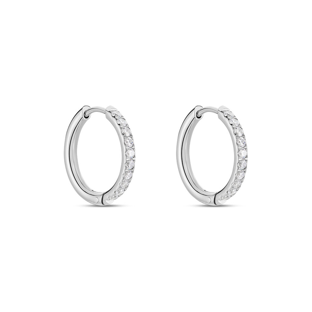Damen Creolen Titan Zirkonia Wei&szlig; 0,2 ct B 2,2 mm