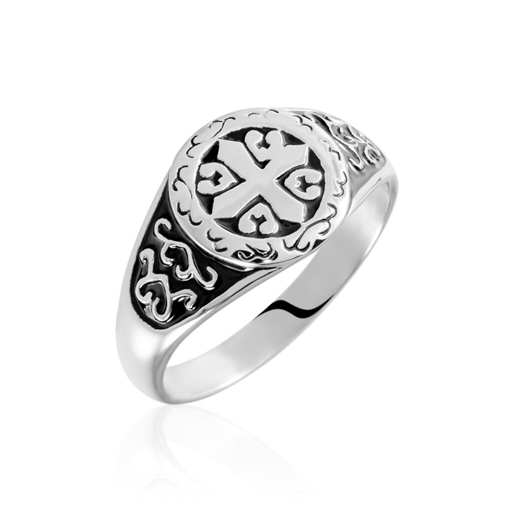 Thumbnail - Herren Siegelring Edelstahl Kreuz geschwärzt, Ring ohne Stein