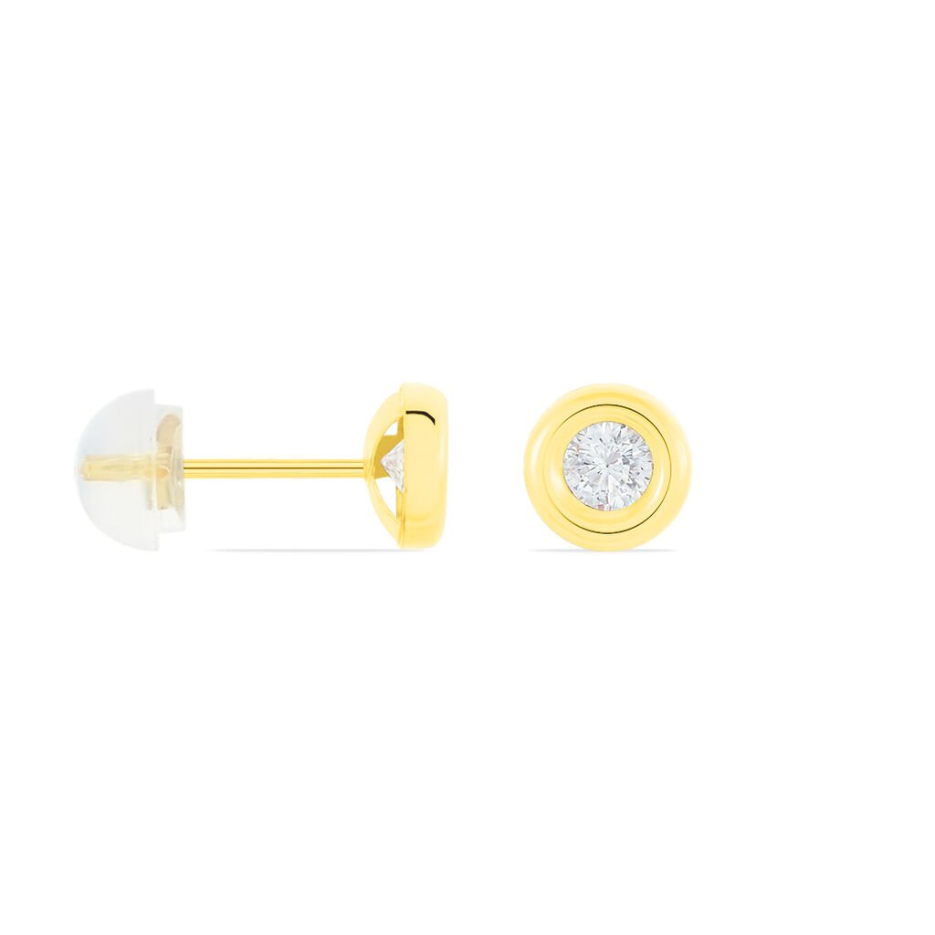 EDEN ZARGE PNEU Damen Ohrstecker Gold 375 (9 Karat) Zirkonia Wei&szlig;