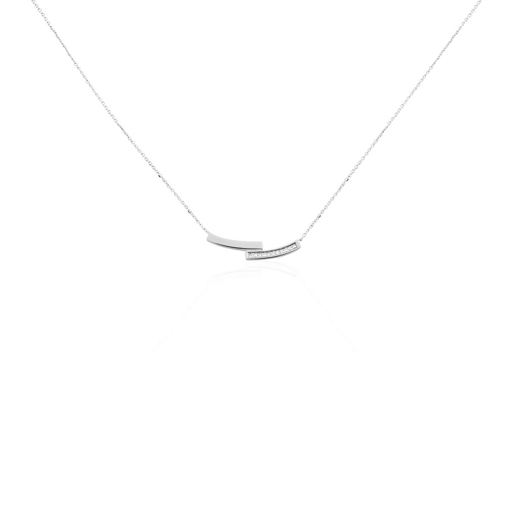 Damen Collier Weißgold 375 Diamant 0,07ct Balken Cecile 1 - Halsketten Damen | OROVIVO