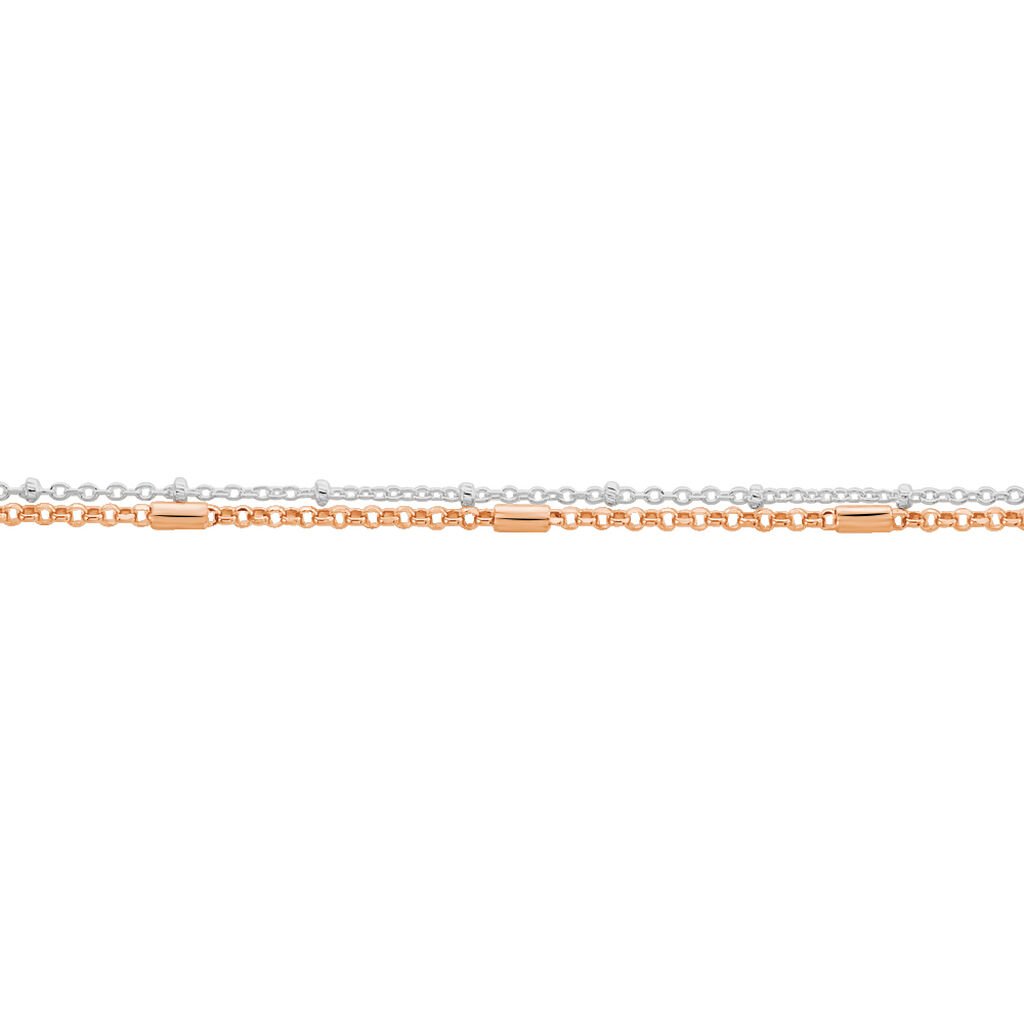 Damen Fu&szlig;kette Silber Bicolor 925