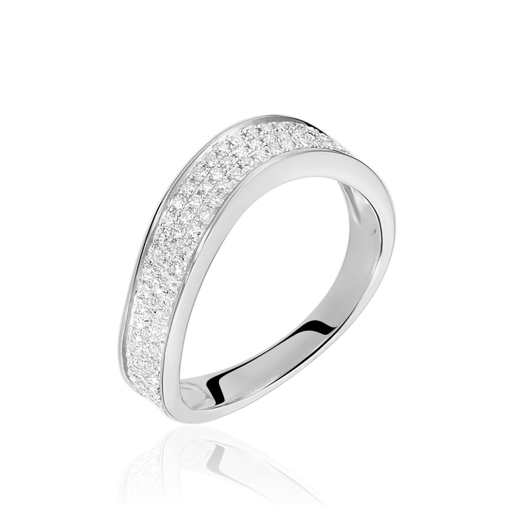 Damen Ring Weißgold 750 Diamant 0,34ct Welle Glimmer  - Ringe mit Stein Damen | OROVIVO