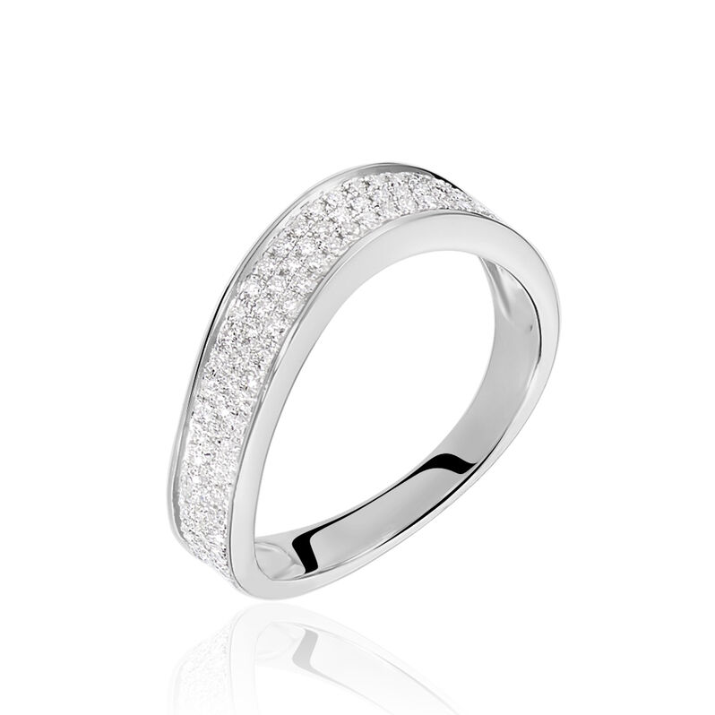 Damen Ring Weißgold 750 Diamant 0,34ct Welle Glimmer  - Ringe mit Stein Damen | OROVIVO
