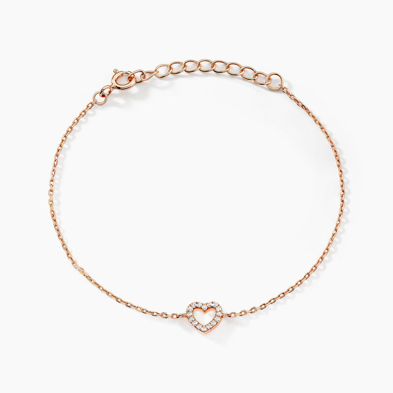 Bracelet Phanie Argent Rose Cœur Oxydes - Spannringe Damen | OROVIVO