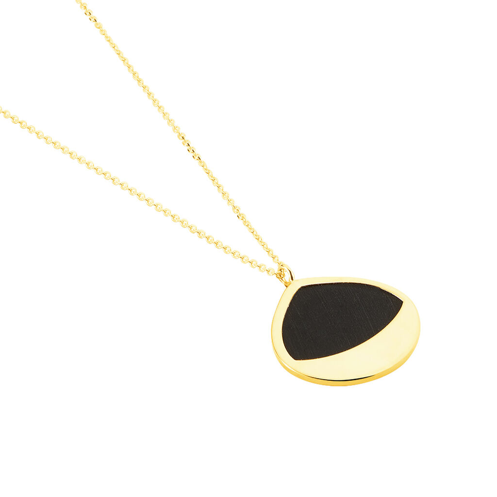 IAKKA Damen Collier Gold 375 (9 Karat) Onyx Schwarz Kreis