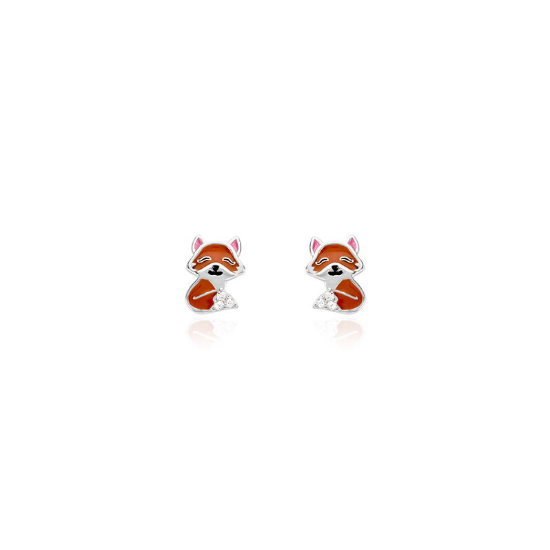 FOXY Kinder Ohrstecker Silber 925 Zirkonia Wei&szlig; Fuchs - Ohrstecker Kinder | OROVIVO