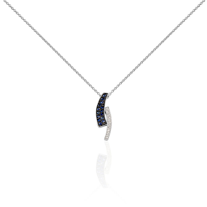 Collier Lilouenn Or Blanc Saphir Et Diamant - Spannringe Damen | OROVIVO