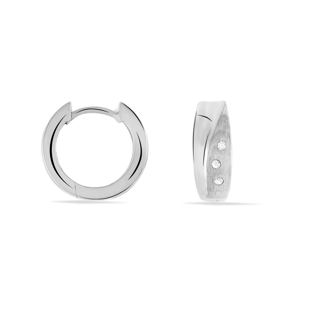 Thumbnail - Damen Creolen Silber 925 Zirkonia Weiß, Creolen mit Stein