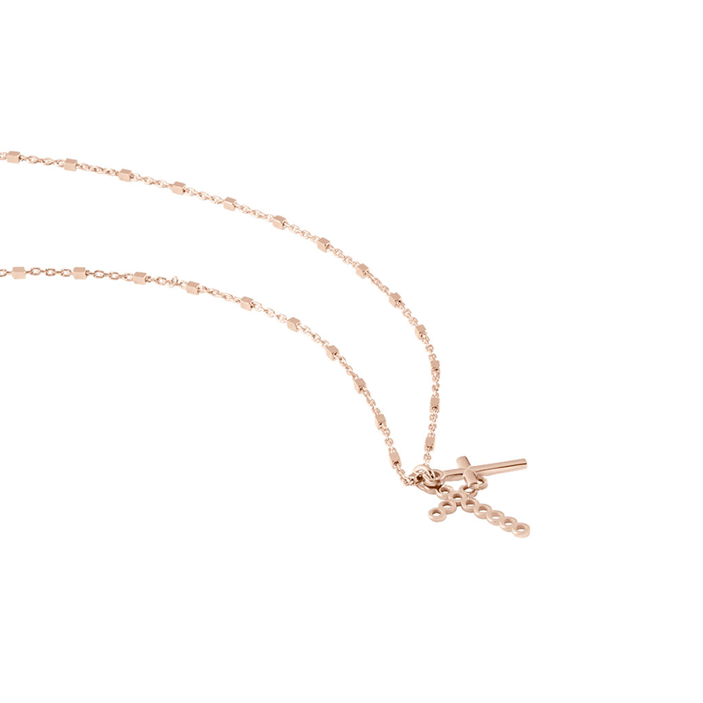BORIANA Damen Collier Silber rosevergoldet 925 Religi&ouml;ses Kreuz