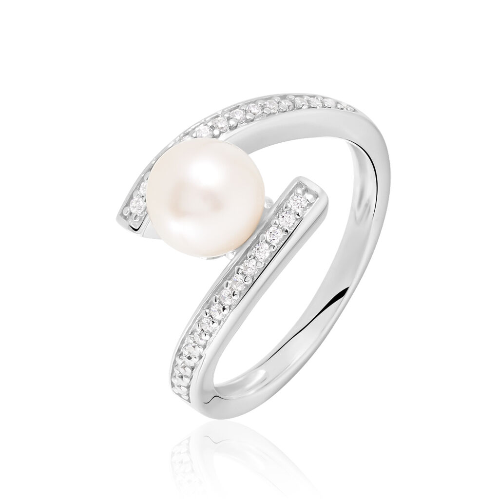 Damen Ring Silber 925 Synthetische Perle Perlmutt Welle  - Ringe mit Stein Damen | OROVIVO