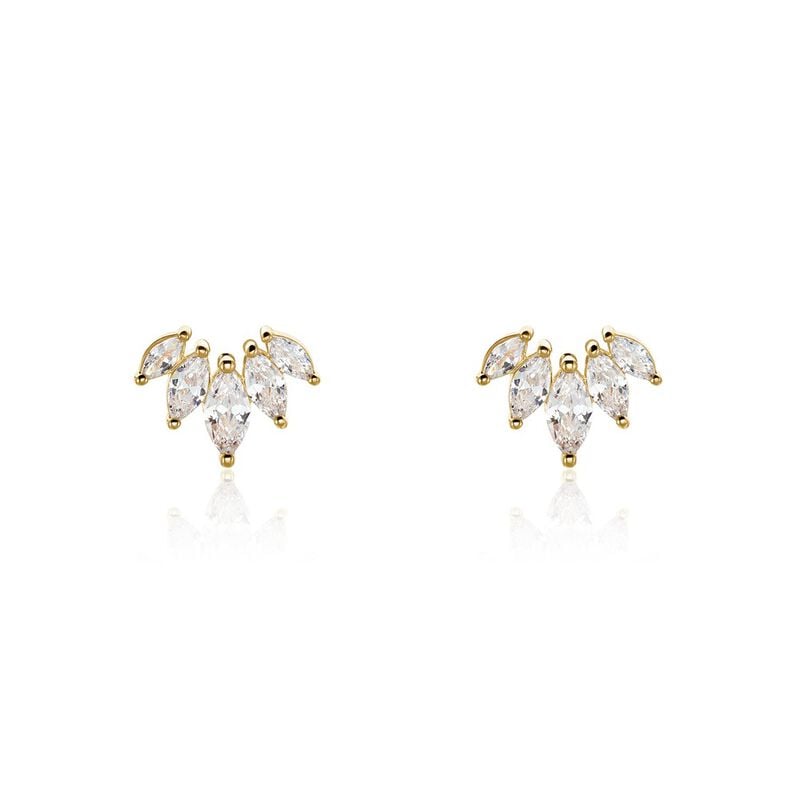 Boucles D'oreilles Puces Amazonia Plaqué Or Jaune Oxyde De Zirconium - Spannringe Damen | OROVIVO