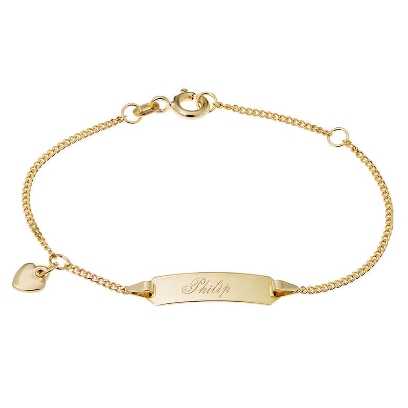 PANZER ID Kinder ID Armband Gold 585 (14 Karat) Herz - Armb&auml;nder mit Gravur Kinder | OROVIVO