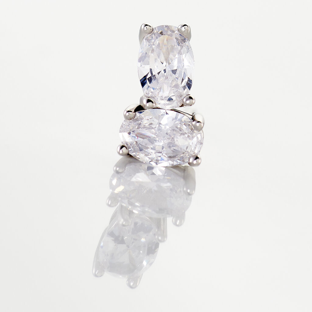 MATHILDA 3 Damen Ohrstecker Silber 925 Zirkonia Wei&szlig; 0,05 ct Oval